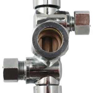 Plumb Pak K2903DHLF Dual Shut-Off Valve, 5/8 x 3/8 x 3/8 in Connection, Compression, 250 psi Pressure, Brass Body