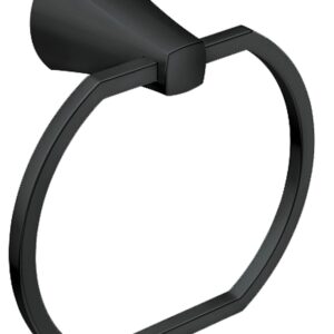 Moen Lindor Series MY8786BL Towel Ring, 5-7/16 in Dia Ring, Aluminum/Zinc, Matte, Wall Mounting
