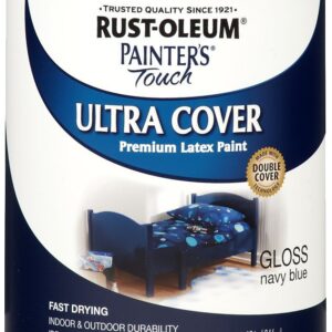 Rust-Oleum 1922502 Enamel Paint, Water, Gloss, Navy Blue, 1 qt, Can, 120 sq-ft Coverage Area