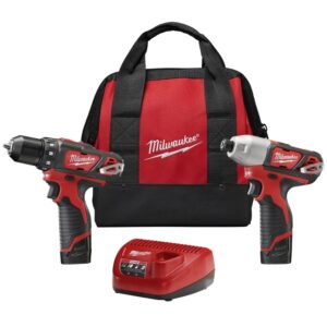 Milwaukee 2494-22 Combination Tool Kit, Tools Included: (1) M12 3/8 in Drill Driver, (1) M12 1/4 in Hex Impact Driver