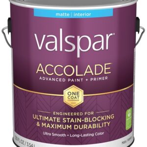Valspar Accolade 1100 028.0011003.007 Latex Paint, Acrylic Base, Matte, Tint Base, 1 gal, Plastic Can
