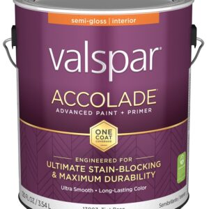 Valspar Accolade 1300 028.0013003.007 Latex Paint, Acrylic Base, Semi-Gloss, Tint Base, 1 gal, Plastic Can