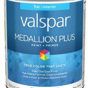 Valspar Medallion Plus 2100 028.0021002.005 Latex Paint, Acrylic Base, Flat Sheen, Ultra White Base, 1 qt