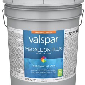 Valspar Medallion Plus 2700 028.0024003.008 Latex Paint, Acrylic Base, Semi-Gloss Sheen, Tint Base, 5 gal