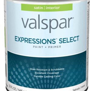 Valspar Expressions Select 4200 028.0042000.005 Latex Paint, Acrylic Base, Satin Sheen, White Base, 1 qt