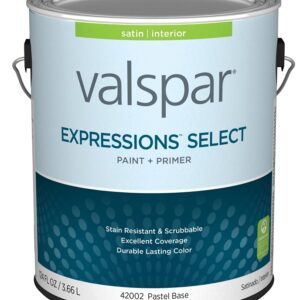 Valspar Expressions Select 4200 028.0042002.007 Latex Paint, Acrylic Base, Satin Sheen, Pastel Base, 1 gal