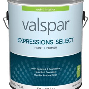 Valspar Expressions Select 4200 028.0042003.007 Latex Paint, Acrylic Base, Satin Sheen, Tint Base, 1 gal