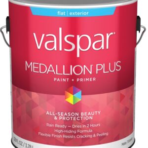 Valspar Medallion Plus 2500 028.0025000.007 Latex Paint, Acrylic Base, Flat Sheen, White Base, 1 gal, Plastic Can