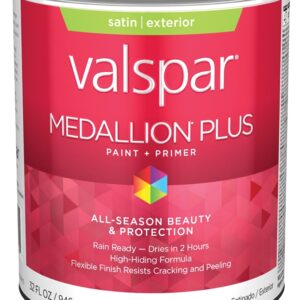 Valspar Medallion Plus 2600 028.0026000.005 Latex Paint, Acrylic Base, Satin Sheen, White Base, 1 qt, Plastic Can