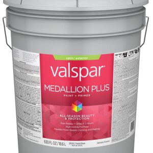 Valspar Medallion Plus 2600 028.0026002.008 Latex Paint, Acrylic Base, Satin Sheen, Pastel Base, 5 gal