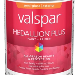 Valspar Medallion Plus 2600 028.0027003.005 Latex Paint, Acrylic Base, Semi-Gloss Sheen, Tint Base, 1 qt