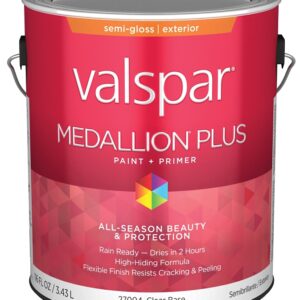 Valspar Medallion Plus 2600 028.0027004.007 Latex Paint, Acrylic Base, Semi-Gloss Sheen, Clear Base, 1 gal