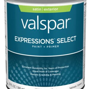 Valspar Expressions Select 4500 028.0045002.005 Latex Paint, Acrylic Base, Satin Sheen, Pastel Base, 1 qt