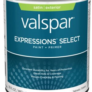 Valspar Expressions Select 4500 028.0045003.005 Latex Paint, Acrylic Base, Satin Sheen, Tint Base, 1 qt