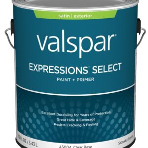 Valspar Expressions Select 4500 028.0045004.007 Latex Paint, Acrylic Base, Satin Sheen, Clear Base, 1 gal