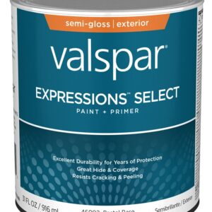 Valspar Expressions Select 4600 028.0046002.005 Latex Paint, Acrylic Base, Semi-Gloss Sheen, Pastel Base, 1 qt