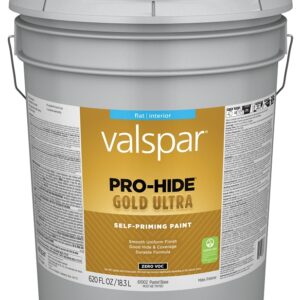 Valspar Pro-Hide Gold Ultra 6100 028.0061002.008 Latex Paint, Acrylic Base, Flat Sheen, Pastel Base, 5 gal