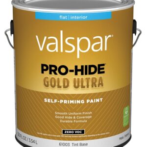 Valspar Pro-Hide Gold Ultra 6100 028.0061003.007 Latex Paint, Acrylic Base, Flat Sheen, Tint White, 1 gal