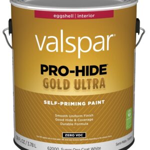 Valspar Pro-Hide Gold Ultra 6200 Series 028.0062000.007 Interior Paint, Acrylic, Super One Coat White, Eggshell
