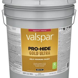 Valspar Pro-Hide Gold Ultra 6200 Series 028.0062000.008 Interior Paint, Acrylic, Latex, Super One Coat White, Eggshell