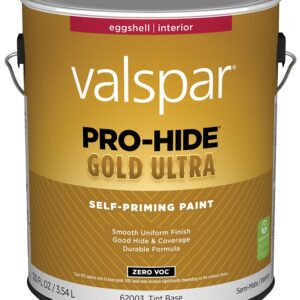 Valspar Pro-Hide Gold Ultra 6200 028.0062003.007 Latex Paint, Acrylic Base, Eggshell Sheen, Tint White, 1 gal