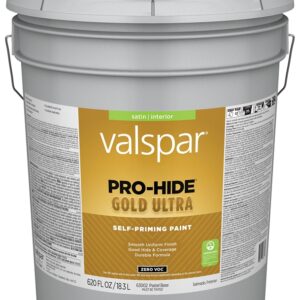 Valspar Pro-Hide Gold Ultra 6300 028.0063002.008 Latex Paint, Acrylic Base, Satin, Pastel Base, 5 gal