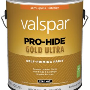 Valspar Pro-Hide Gold Ultra 6400 Series 028.0064000.007 Interior Paint, Acrylic, Super One Coat White, Semi-Gloss