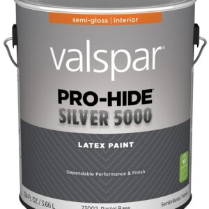 Valspar Pro-Hide Silver 5000 7300 028.0073002.007 Latex Paint, Water Base, Semi-Gloss, Pastel Base, 1 gal