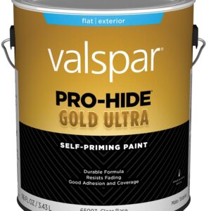 Valspar Pro-Hide Gold Ultra 6500 028.0065003.007 Latex Paint, Acrylic Base, Flat Sheen, Clear Base, 1 gal