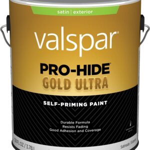 Valspar Pro-Hide Gold Ultra 6600 028.0066000.007 Latex Paint, Acrylic Base, Satin Sheen, Super One Coat White, 1 gal