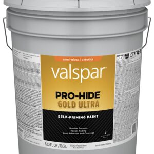 Valspar Pro-Hide Gold Ultra 6700 028.0067002.008 Latex Paint, Acrylic Base, Semi-Gloss Sheen, Pastel Base, 5 gal