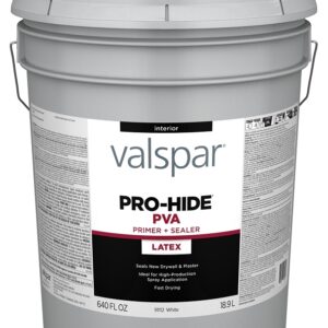 Valspar Pro-Hide 91112 028.0091112.008 Interior PVA Primer, White, 5 gal, Plastic Pail