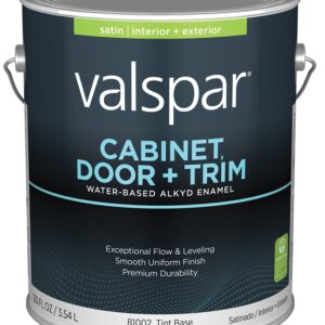 Valspar 8100 028.0081002.007 Cabinet, Door and Trim Paint Enamel, Water Base, Satin Sheen, Tint Base, 1 gal