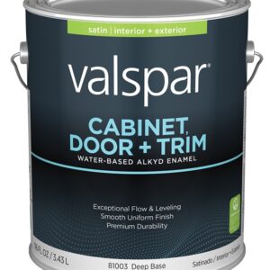 Valspar 8100 028.0081003.007 Cabinet, Door and Trim Paint Enamel, Water Base, Satin Sheen, Deep Base, 1 gal