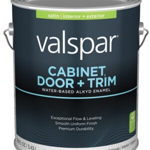 Valspar 8100 028.0081004.007 Cabinet, Door and Trim Paint Enamel, Water Base, Satin Sheen, Clear Base, 1 gal