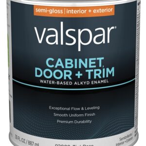 Valspar 8200 028.0082002.005 Cabinet, Door and Trim Paint Enamel, Water Base, Semi-Gloss Sheen, Tint Base, 1 qt