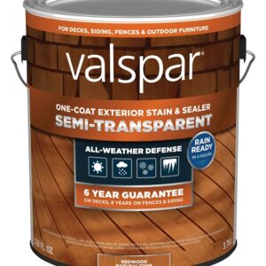 Valspar VL1028084-16 Stain and Sealer, Semi-Transparent, Red Natural, Liquid, 1 gal