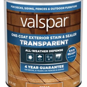 Valspar VL1028074-14 Stain and Sealer, Transparent, Cedar Natural, Liquid, 1 qt