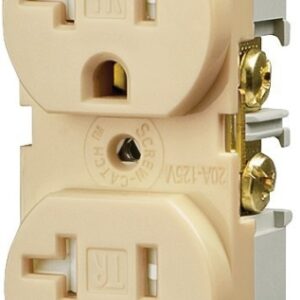 Eaton Wiring Devices TWRBR20V Duplex Receptacle, Nylon, Ivory, 2-Pole, 20 A, 125 V, Back, Side Wiring, NEMA: 5-20R