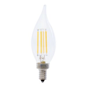 Feit Electric BPCFC40/927CA/FIL/2 LED Bulb, 120 V, 300 Lumens, 3.3 W, Flame Tip Lamp, 40 W Equivalent, Dimmable, 2/PK