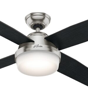 Hunter 59216 Ceiling Fan, 4-Blade, Black Oak/Chocolate Oak Blade, 52 in Sweep, 3-Speed, With Lights: Yes