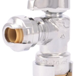 SharkBite 23048-0000LF Stop Valve, 1/2 x 1/4 in Connection, Compression, 200 psi Pressure, Brass Body, Chrome
