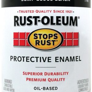 Rust-Oleum Stops Rust 7798502 Enamel Paint, Oil, Semi-Gloss, Black, 1 qt, Can, 50 to 100 sq-ft/qt Coverage Area