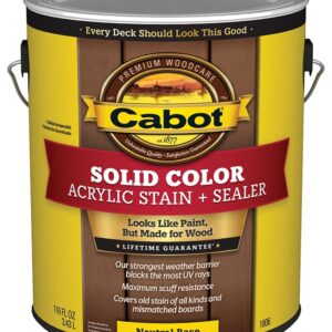 Cabot 140.0001806.007 Solid Stain, Low Luster, Neutral, Liquid, 1 gal