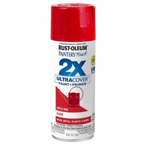 Rust-Oleum Painter's Touch 2X Ultra Cover 334024 Spray Paint, Gloss, Apple Red, 12 oz, Aerosol Can