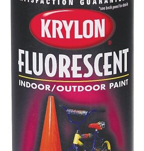 Krylon K03102777 Fluorescent Spray Paint, 11 oz, 25 sq-ft Coverage Area, Solvent Base, Yellow Orange