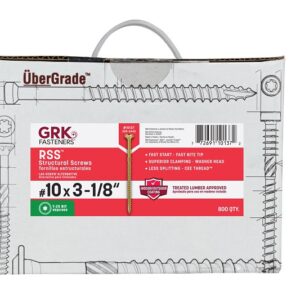 GRK Fasteners RSS 10137 Structural Screw, #10 Thread, 3-1/8 in L, Washer Head, Star Drive, Steel, 800 BX