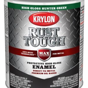 Krylon Rust Tough K09714008 Rust Preventative Paint, Gloss, Hunter Green, 1 qt, 400 sq-ft/gal Coverage Area