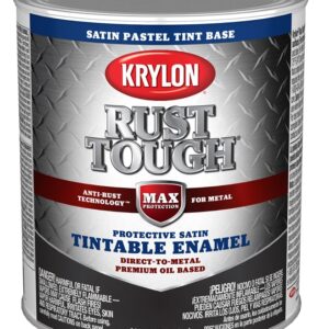 Krylon Rust Tough K09726008 Enamel Paint, Satin Sheen, Pastel Tint, 1 qt, 400 sq-ft/gal Coverage Area