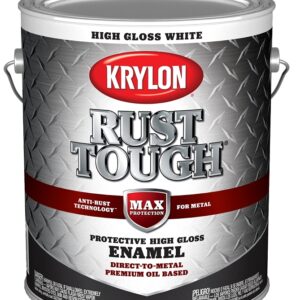Krylon Rust Tough K09729008 Enamel Paint, Gloss Sheen, White, 1 gal, 400 sq-ft/gal Coverage Area